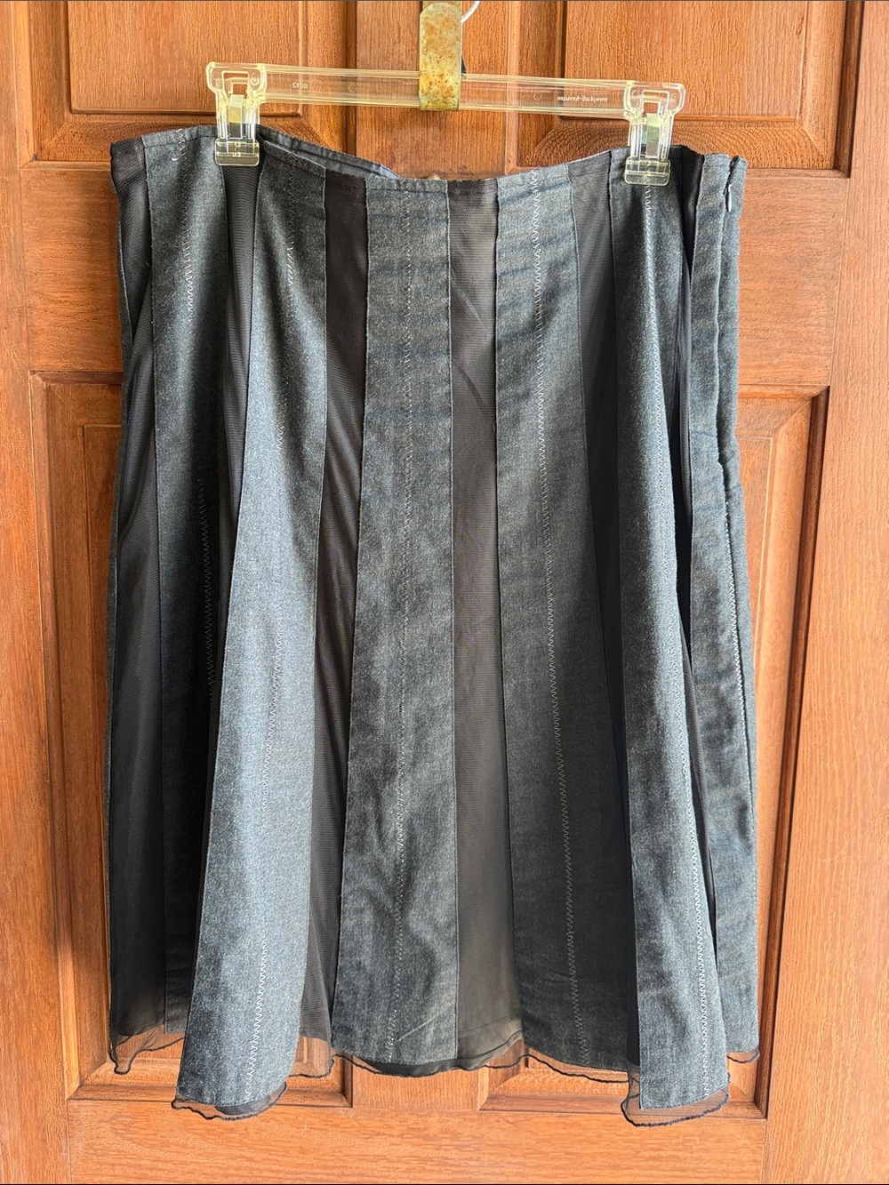 Old Navy Black Panel A-Line Skirt with Sheer Inserts